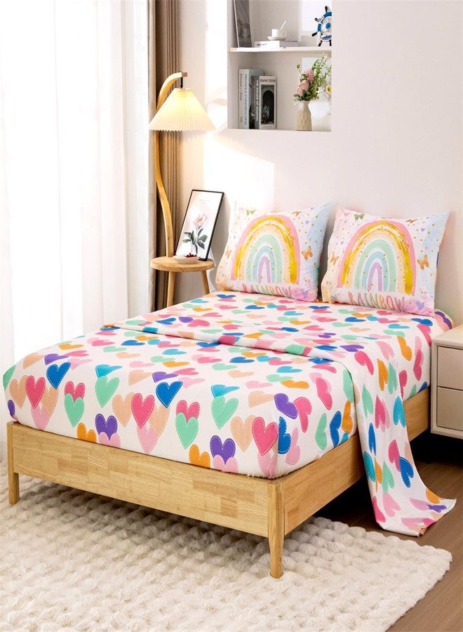 NTBED Rainbow Comforter Set with Sheets,5 Pieces Butterfly Bed in a Bag Twin Size for Girls, Lightweight Microfiber Kids Bedding Sets - Image 4