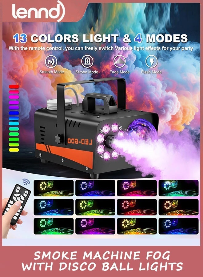 لينند جهاز ضباب مع جهاز تحكم عن بعد، جهاز دخان داخلي للهالوين والحفلات، 1200 واط 6000 قدم مكعب في الدقيقة، 13 لونًا من مصابيح LED ومؤقت لمسرح الدي جي وحفلات الزفاف والتصوير الفوتوغرافي - Image 2