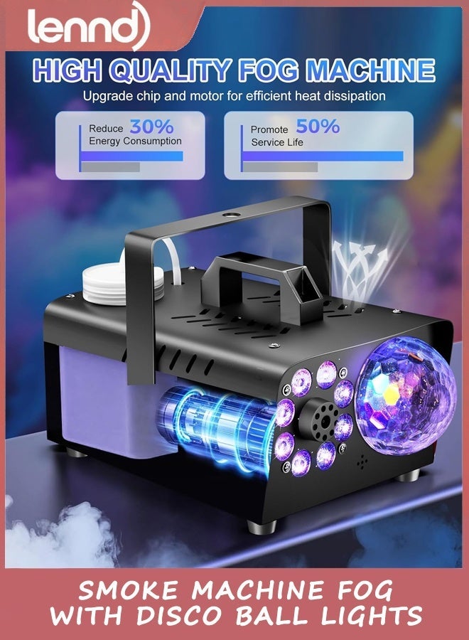 لينند جهاز ضباب مع جهاز تحكم عن بعد، جهاز دخان داخلي للهالوين والحفلات، 1200 واط 6000 قدم مكعب في الدقيقة، 13 لونًا من مصابيح LED ومؤقت لمسرح الدي جي وحفلات الزفاف والتصوير الفوتوغرافي - Image 4
