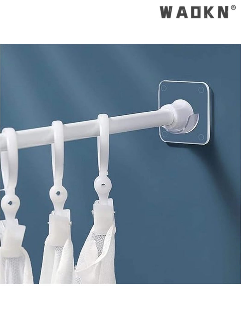 WAOKN Lightweight Adhesive Curtain Rod Holders, 4-Pack Wall Mount Shower Rod Brackets - Transparent Tension Bars, Easy Installation without Drilling, (Rod Not Included), Dimensions: 1.58" x 0.47" - Image 2