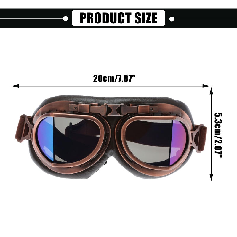 MUXSAM نظارات موتوسيكل قديمة MUXSAM، نظارات موتوكروس ATV، نظارات سباق دراجات التراب، نظارات سكوتر للقيادة على الطرق الوعرة، نظارات مقاومة للرياح والغبار للبالغين رجال ونساء، إطار نحاسي وعدسات ملونة - Image 2
