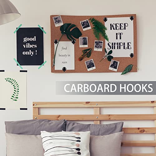 LEIFIDE 20 Pieces Metal Cubicle Hooks Fabric Panel Wall Hooks Set Cubicle Clip Pins Wall Wire Clips Push Hanger for Office Home Kitchen Home Shelf Picture Key Coat Hanging Accessories Supplies(Black, Silver) - Image 5