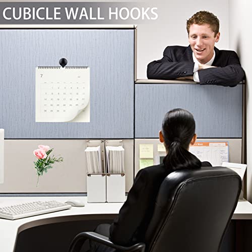 LEIFIDE 20 Pieces Metal Cubicle Hooks Fabric Panel Wall Hooks Set Cubicle Clip Pins Wall Wire Clips Push Hanger for Office Home Kitchen Home Shelf Picture Key Coat Hanging Accessories Supplies(Black, Silver) - Image 4