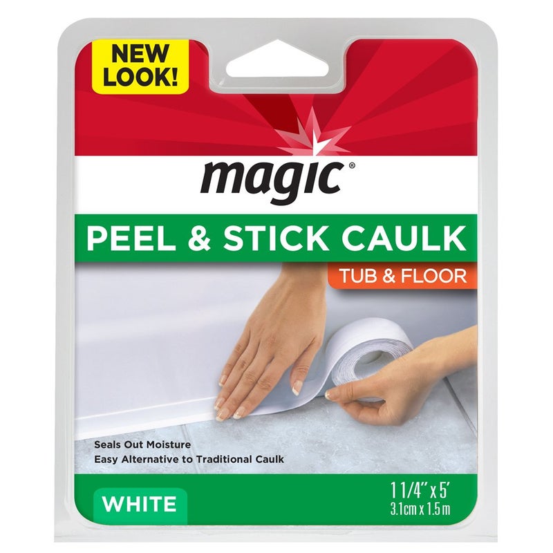 Magic American Tub/Floor Peel and Stick Caulk, 1-1/4" x 5' (3.1cm * 1.5m) , (1 Count (Pack of 1), white) - Image 1