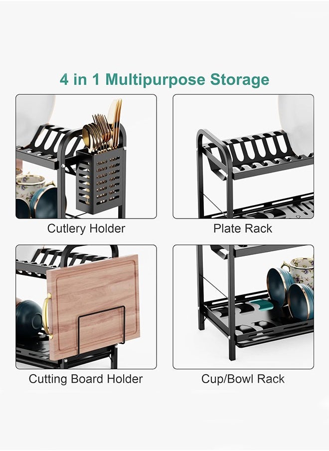 FLYROAD - Two-Tier Dish Drying Rack Black for Kitchen - Image 1