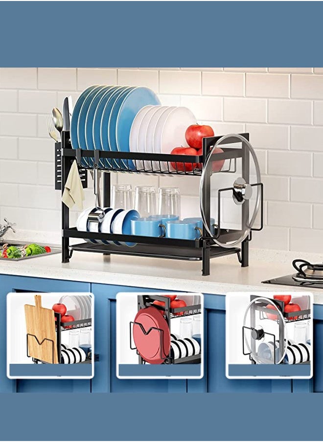 FLYROAD - Two-Tier Dish Drying Rack Black for Kitchen - Image 1