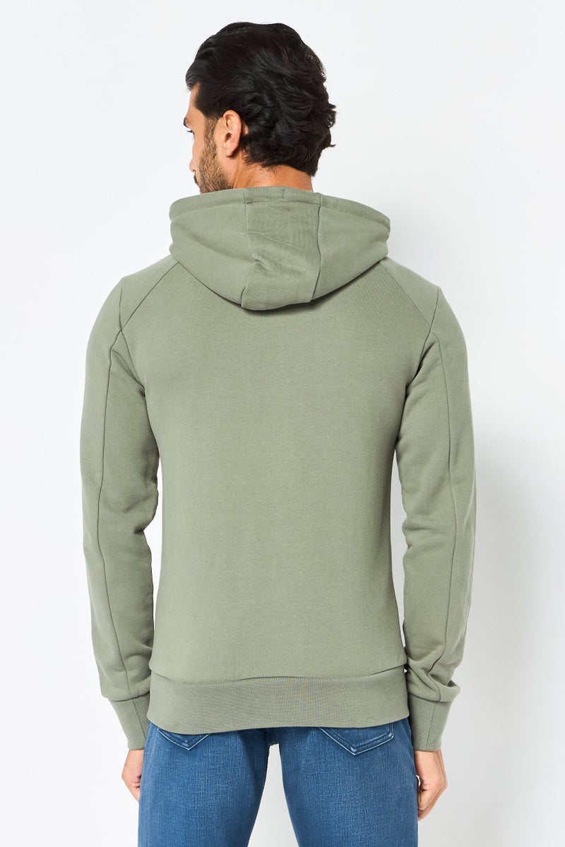 Celio Men Hooded Solid Long Sleeve Full Zip Jacket, Sage Green - Image 2