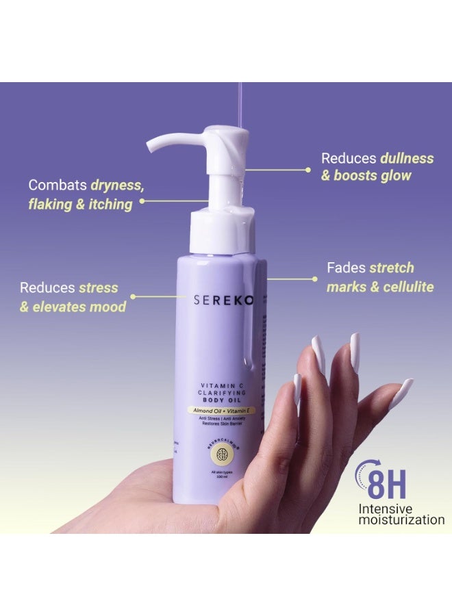 SEREKO Vitamin C Clarifying Body Oil with Almond & 50X Brightening Complex | Reduce Dark Spots & Blemishes | Deep Nourishment, Even Skin Tone | Fast-Absorbing, Non-Greasy | 100ml - Image 3