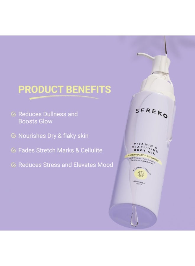 SEREKO Vitamin C Clarifying Body Oil with Almond & 50X Brightening Complex | Reduce Dark Spots & Blemishes | Deep Nourishment, Even Skin Tone | Fast-Absorbing, Non-Greasy | 100ml - Image 2