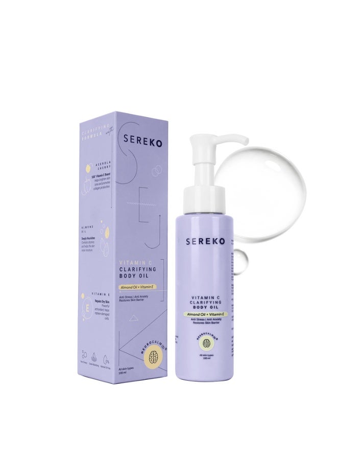 SEREKO Vitamin C Clarifying Body Oil with Almond & 50X Brightening Complex | Reduce Dark Spots & Blemishes | Deep Nourishment, Even Skin Tone | Fast-Absorbing, Non-Greasy | 100ml - Image 1