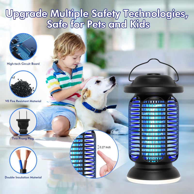 AMUFER Bug Zapper Outdoor & Indoor, Upgraded 18W Exclusive Blue-Violet Light with 2W LED Lamp, 100% Increase in Mosquito Control Effect, Coverage of 1/2-1 Acre, Fly Zapper for Patio, Backyard, Home - Image 4