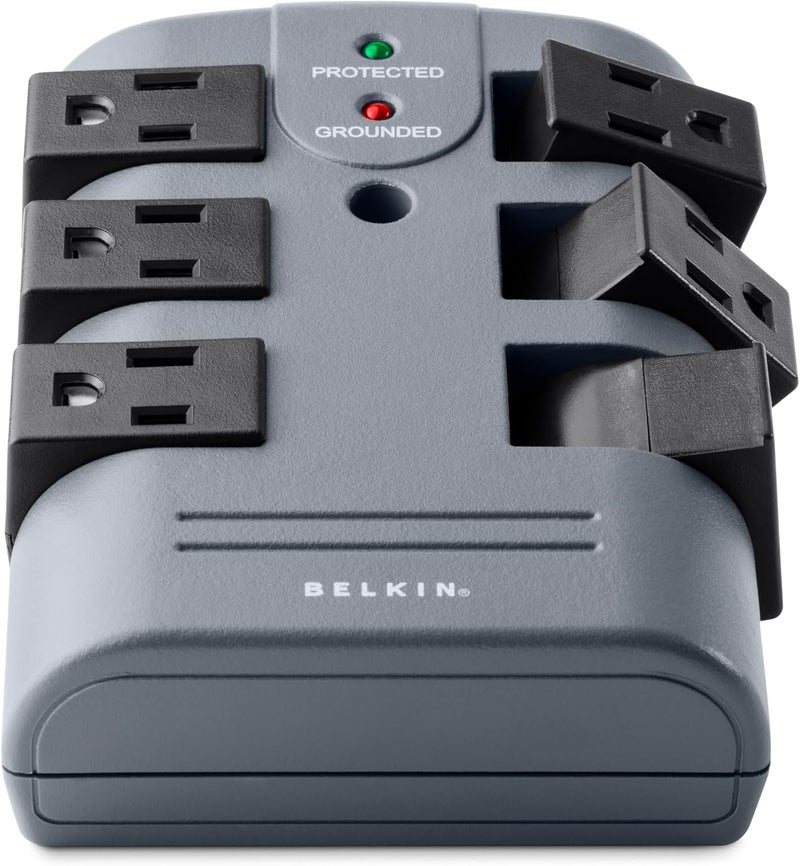 belkin Belkin Power Strip Surge Protector  6 Rotating AC Multiple Outlets Flat Pivot Plug  Heavy Duty Wall Outlet Extender for Home Office Travel Computer Desktop  Phone Charging Brick 1080 Joules  - Image 1