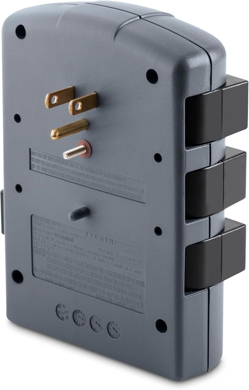 belkin Belkin Power Strip Surge Protector  6 Rotating AC Multiple Outlets Flat Pivot Plug  Heavy Duty Wall Outlet Extender for Home Office Travel Computer Desktop  Phone Charging Brick 1080 Joules  - Image 5