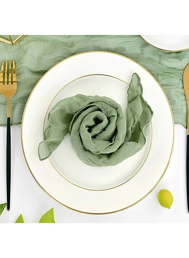 Ailily 6-Piece Cloth Napkins,20 x 20 Inch Gauze Napkin Vintage Boho Cheesecloth Napkin Bulk For Party,Wedding,Reception,Bridal Shower Table Decorations,Green - Image 3