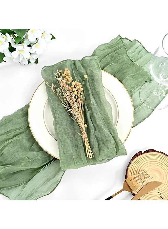 Ailily 6-Piece Cloth Napkins,20 x 20 Inch Gauze Napkin Vintage Boho Cheesecloth Napkin Bulk For Party,Wedding,Reception,Bridal Shower Table Decorations,Green - Image 5