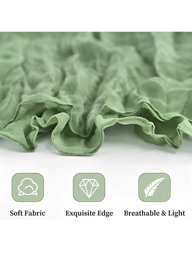 Ailily 6-Piece Cloth Napkins,20 x 20 Inch Gauze Napkin Vintage Boho Cheesecloth Napkin Bulk For Party,Wedding,Reception,Bridal Shower Table Decorations,Green - Image 2