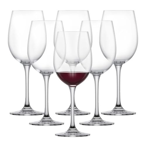 طقم كؤوس نبيذ أحمر SCHOTT ZWIESEL Classico من 6 كؤوس كريستال للنبيذ الأحمر أو الماء آمنة للغسل في غسالة الصحون زجاجات تريتان مصنوعة في ألمانيا 18 أونصة