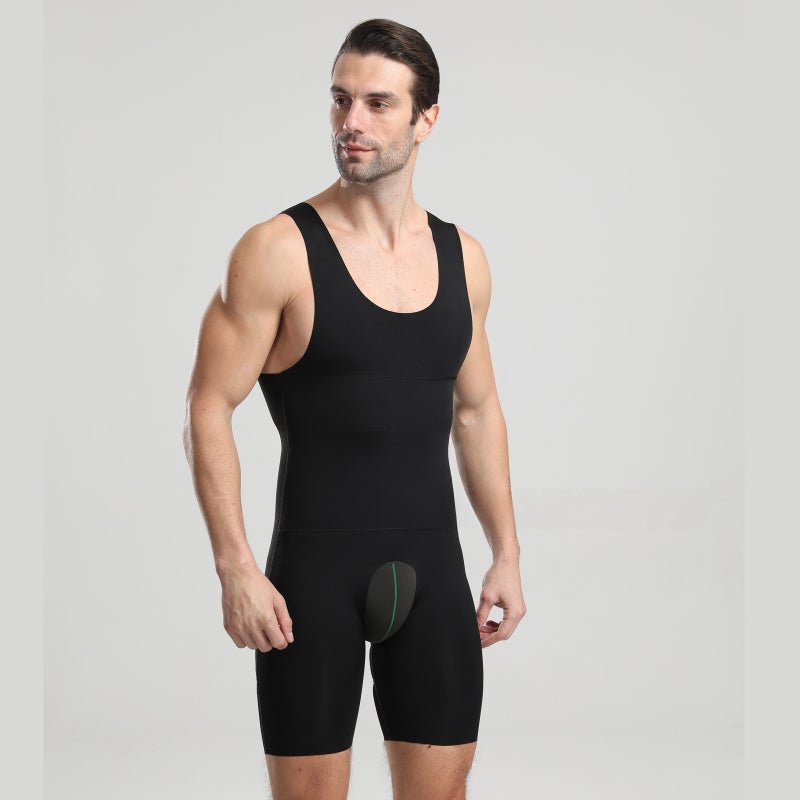 Mens Body Shaper Suit 260g Slimming Tummy Control Lift Black  - Image 5