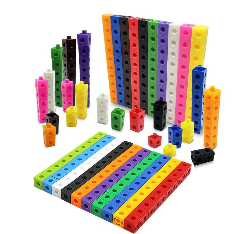 ECVV Math Manipulatives Counting Cubes, Math Linking Cubes Unifix Cubes Number Blocks for Kindergarten, 100 Pcs 10 Colors
