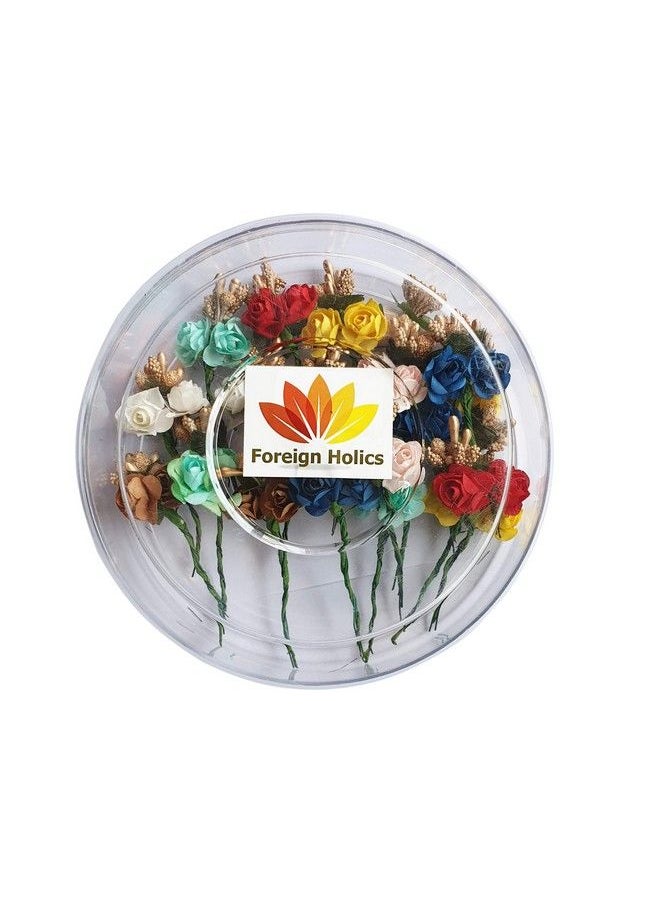 Foreign Holics - Stylish Flowers Juda Hair Pin Hair Accessories 24 Pcs Box Pins (Multicolored) - Image 1