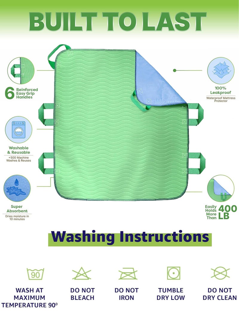 Generic 86cm x 91cm Absorbent Positioning Bed Pads for Elderly with Handles, Washable Waterproof Incontinence Draw Sheets, Reusable Bed Mobility Under Pads for Seniors Disabled & Bedridden Patients Fast-Drying  - Image 5