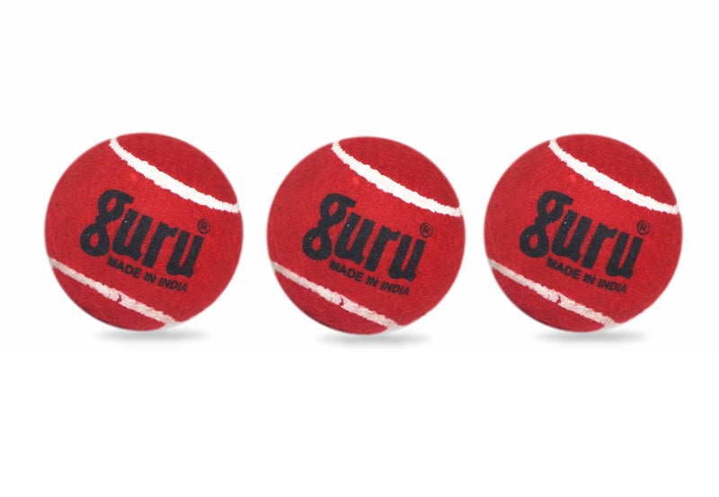 GURU Rubber Tennis Cricket Ball, Heavy Weight Cricket Tennis Ball, Cricket Ball (Maroon, Pack of 3) - Image 1