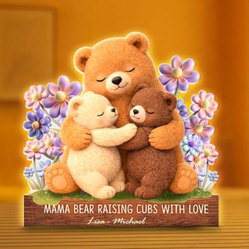 Custom Mama Bear Floral Night Light, Personalized Mothers Day Gifts, Mom Gifts with Names, Mothers Day Gift for Mom Grandma, Gift from Grandkids, Custom Mama Bear Gift - Image 4