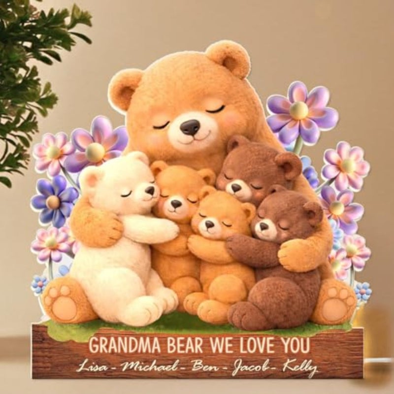 Custom Mama Bear Floral Night Light, Personalized Mothers Day Gifts, Mom Gifts with Names, Mothers Day Gift for Mom Grandma, Gift from Grandkids, Custom Mama Bear Gift - Image 2