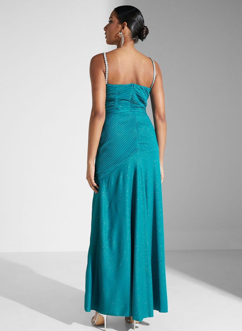 Namshi x Teal Sparkle Dress  - Image 3