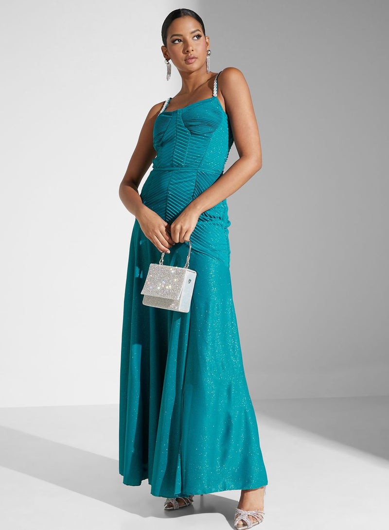 Namshi x Teal Sparkle Dress  - Image 2