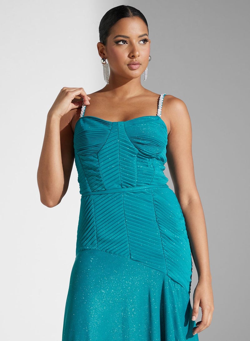 Namshi x Teal Sparkle Dress  - Image 5