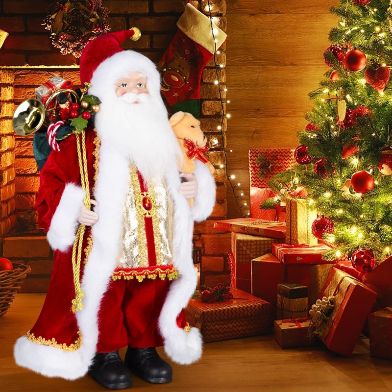 Uten 18 Santa Claus Decorations Christmas Standing Figurine Ornaments with Gifts Bag and Small Bear for New Year Christmas Decoration Navidad Natal Gifts - Image 2