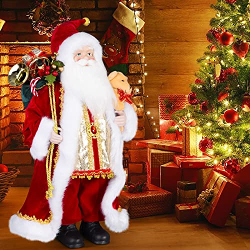 Uten 18 Santa Claus Decorations Christmas Standing Figurine Ornaments with Gifts Bag and Small Bear for New Year Christmas Decoration Navidad Natal Gifts - Image 1