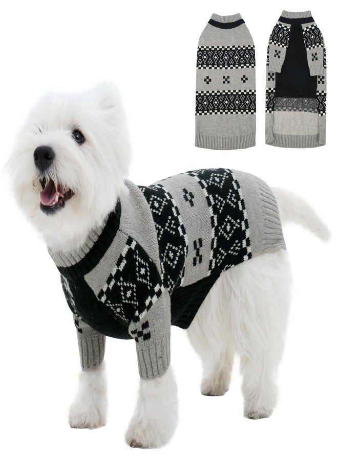 ROZKITCH Dog Sweater for Small Dogs, Cozy Cable Knit Turtleneck Winter Sweater, Warm Pet Clothes for Cat & Small Dogs West Highland White Terrier Grey M - Image 1