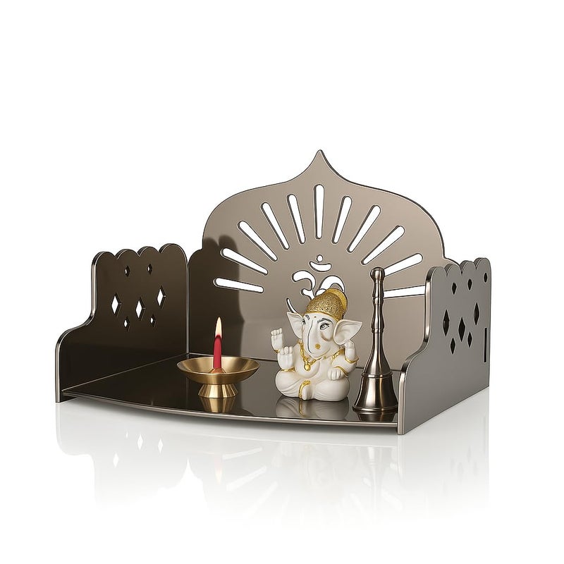 Fliptic معبد أكريليك خشبي صغير DIY || معبد بويا مثبت على الحائط، تشطيب لامع للمنزل، المكتب، المتجر || معبد خشبي صغير مثبت على الحائط || اصنعه بنفسك (برونزي داكن)، 14 سم، 22.5 سم - Image 1