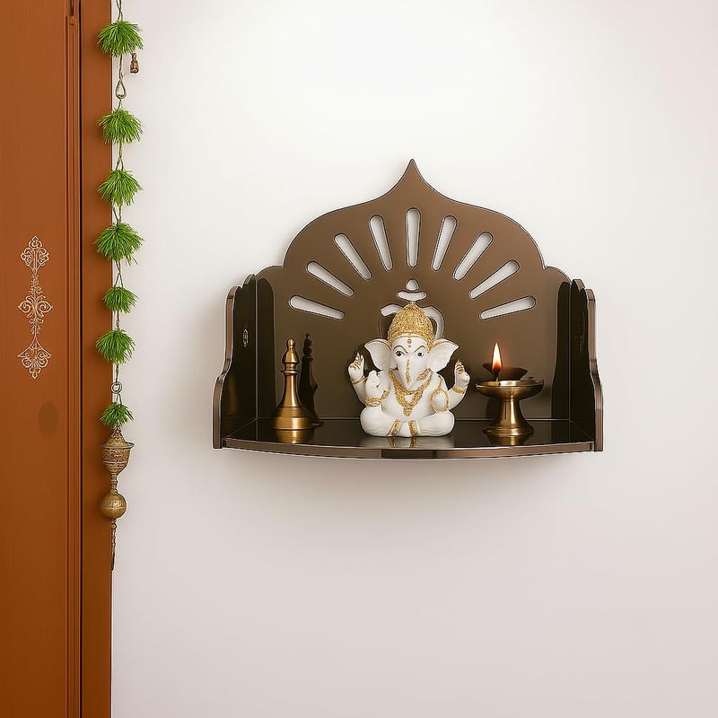 Fliptic معبد أكريليك خشبي صغير DIY || معبد بويا مثبت على الحائط، تشطيب لامع للمنزل، المكتب، المتجر || معبد خشبي صغير مثبت على الحائط || اصنعه بنفسك (برونزي داكن)، 14 سم، 22.5 سم - Image 2