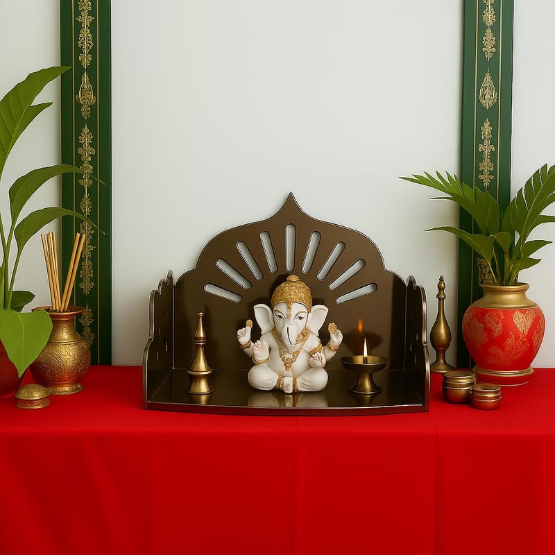 Fliptic معبد أكريليك خشبي صغير DIY || معبد بويا مثبت على الحائط، تشطيب لامع للمنزل، المكتب، المتجر || معبد خشبي صغير مثبت على الحائط || اصنعه بنفسك (برونزي داكن)، 14 سم، 22.5 سم - Image 4