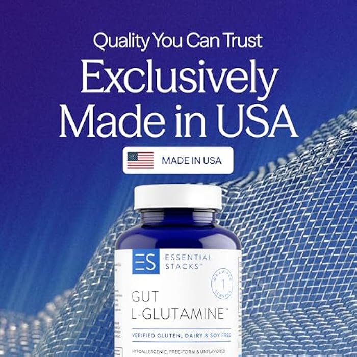 Essential Stacks Gut L-Glutamine Capsules 1000mg (Made in USA) - Gluten, Dairy & Soy Free, Non-GMO L Glutamine for Gut Health - 60 Serves (120 Caps) - Image 2