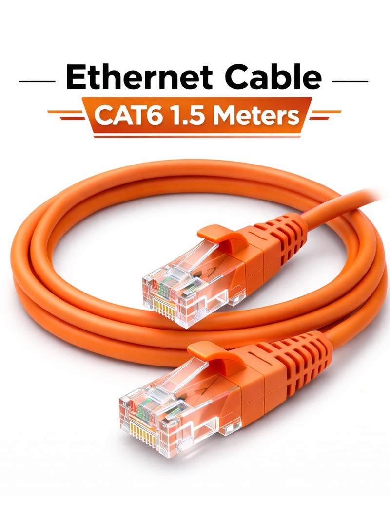 فوجيشكا كابل إيثرنت بطول 1.5 متر – موصلات RJ45 متينة لشبكات سلكية موثوقة | مثالي لأجهزة التوجيه والمحولات وأجهزة الكمبيوتر والمزيد | تصميم مقاوم للتشابك مع تنظيم عن طريق رباط لولبي | رؤية محسّنة لتسهيل إدارة الكابلات - Image 1