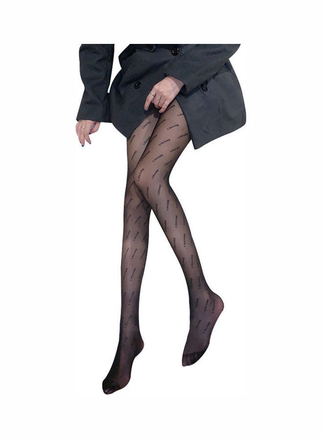 NIBEMINENT Pair Of Letter Printed Long Stockings Black  - Image 1