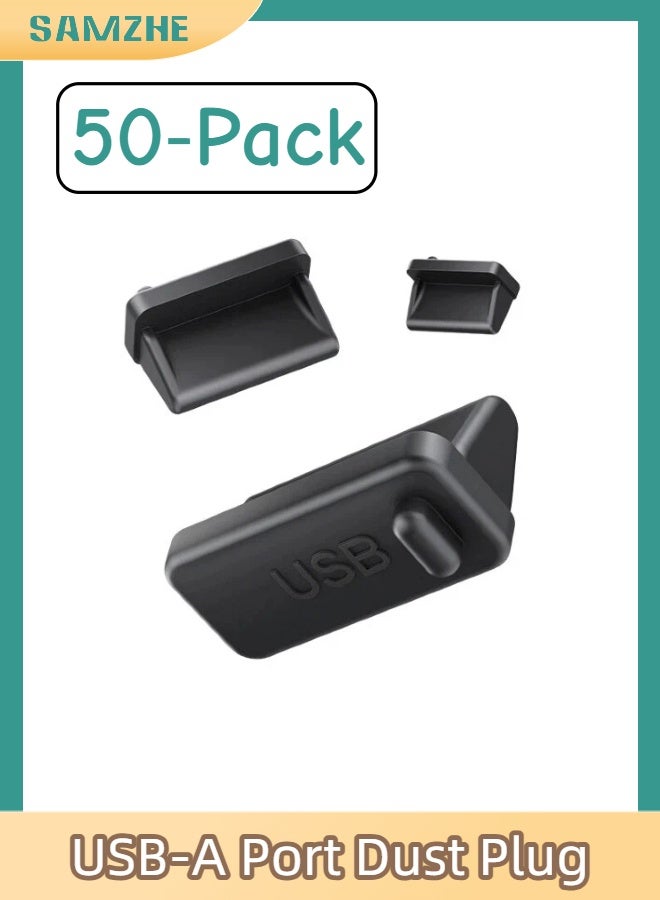 SAMZHE 50‑Pack USB‑A Port Dust Plug, Eco‑Friendly Silicone Port Blocker Stopper, USB‑A Interface Protector Cap for Laptops, Desktop PC, Docking Stations (Black) - Image 1