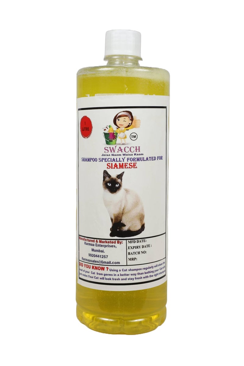 SWACCH Shampoo Specially FORMULATED for Siamese Cat (1 Litre) Lemon - Image 1