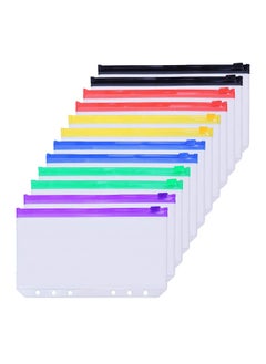 Generic A5 Binder Pockets, 6 Holes Zipper Envelopes Planner Inserts Binder Pouch for 6-Ring Notebook Binder,  Waterproof PVC Loose Leaf Bags Document Folders Filing Bags, Multicolor  - Image 1