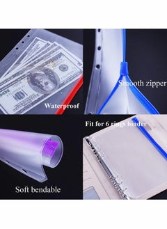 Generic A5 Binder Pockets, 6 Holes Zipper Envelopes Planner Inserts Binder Pouch for 6-Ring Notebook Binder,  Waterproof PVC Loose Leaf Bags Document Folders Filing Bags, Multicolor  - Image 2