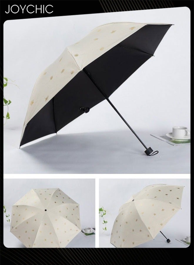 Joychic مظلة سفر خارجية قابلة للطي 8 قضبان مقاومة للشمس والمطر بيج - Image 1