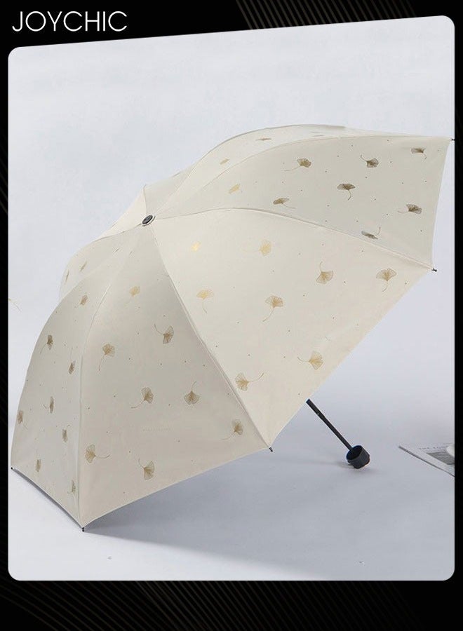 Joychic مظلة سفر خارجية قابلة للطي 8 قضبان مقاومة للشمس والمطر بيج - Image 2