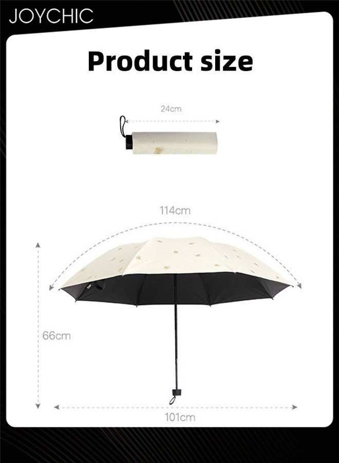 Joychic مظلة سفر خارجية قابلة للطي 8 قضبان مقاومة للشمس والمطر بيج - Image 4