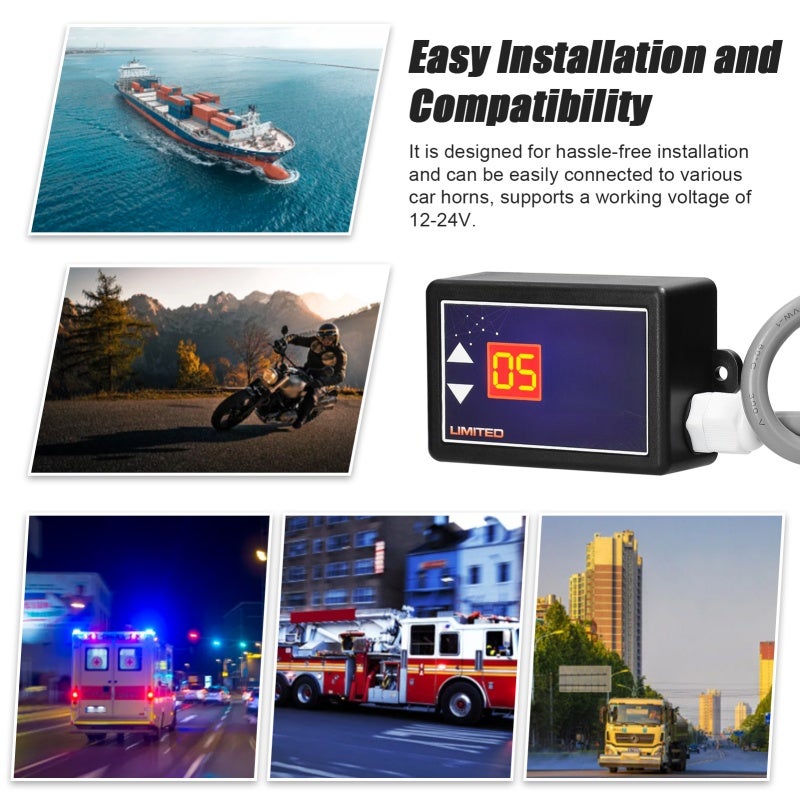 Car Horn Sound Controller: 12-24V, 15 Customizable Sound Effects - Adjustable Volume Levels, Real Time Digital Display for Car Owners - Image 2