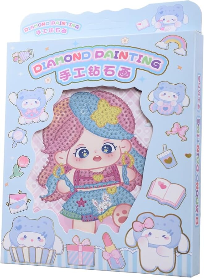 Colored Hair Girl Framed Diamond Painting Craft Kit - Multicolor 