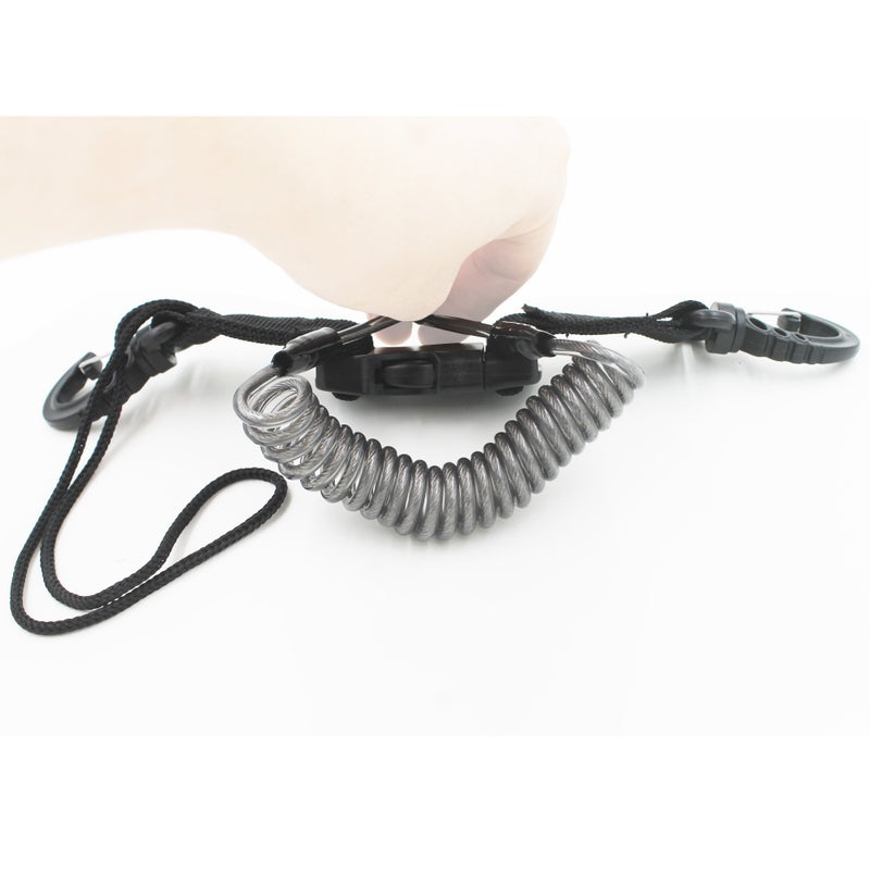 YYST One Stainless Steel Scuba Diving Lanyard Stainless Steel Spring Coiled Lanyard with Quick Release Buckle for Cameras and Dive Lights - Image 4